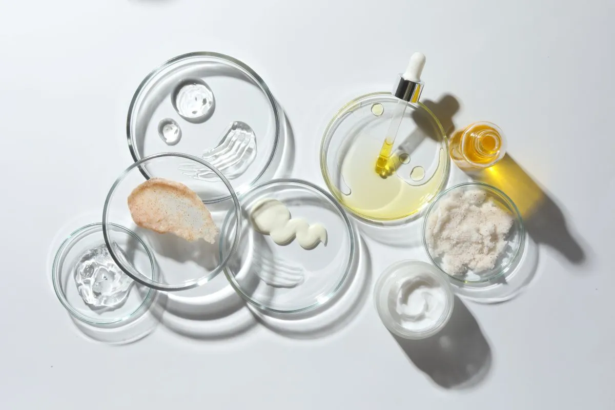 cosmetic ingredients in petri dish